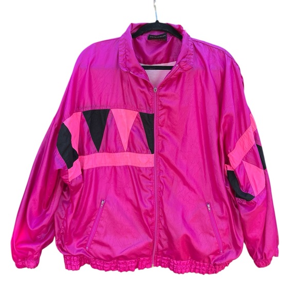 Lavon Jackets & Blazers - Vibrant Pink Bomber Jacket with Black Accents